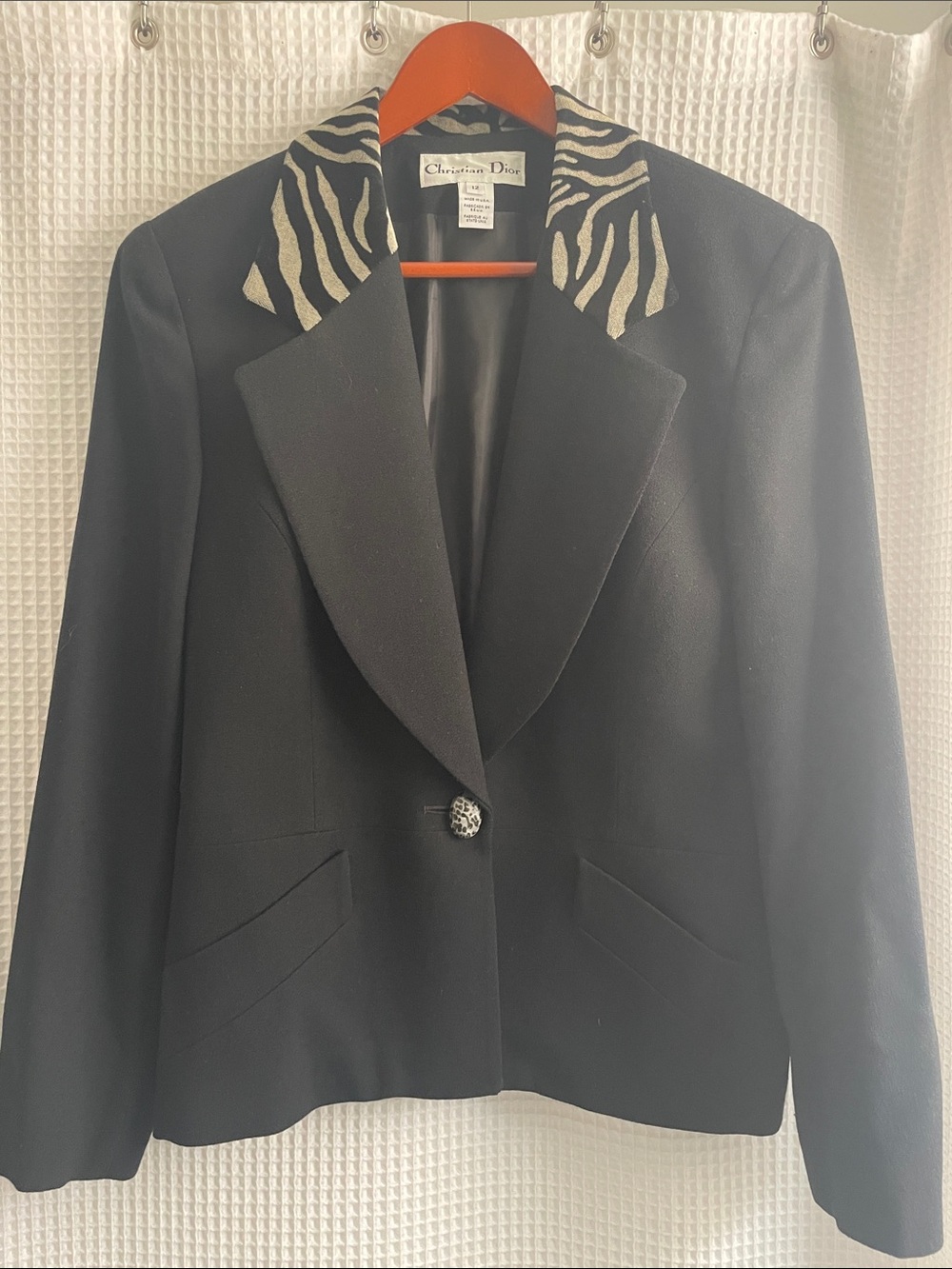 Dior Black Blazer with Zebra-Print Collar